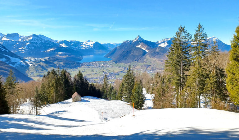 Skipiste im Frühling